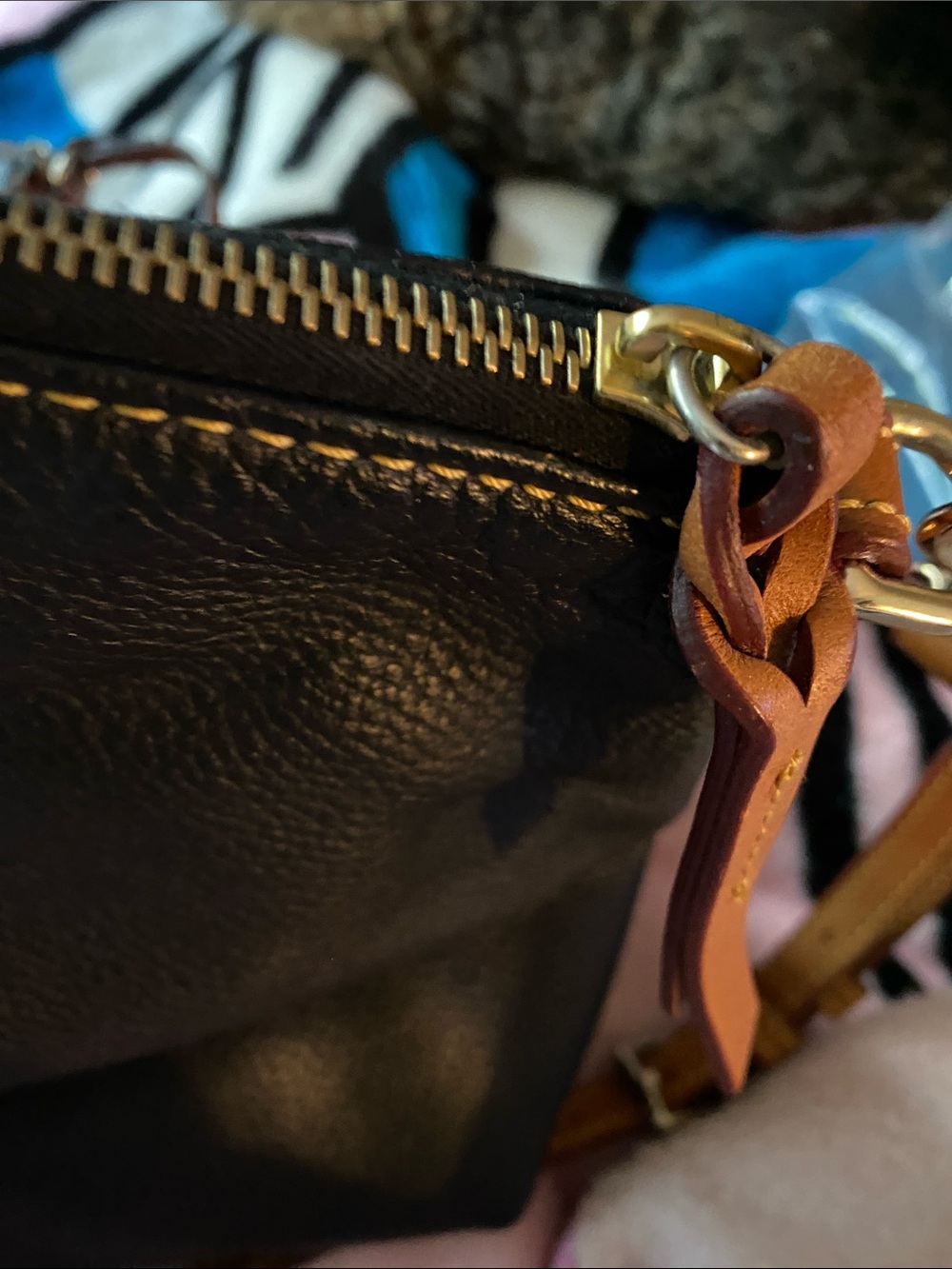 Dooney & Bourke Black Leather Satchel with Tan Trim and Gold Hardware - Picture 9 of 16